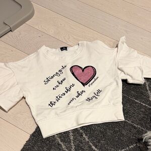 MonnaLisa White Sweatshirt with Pink Heart and Text